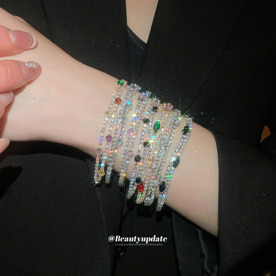 18K Gold Plated Minimalist Double Layer Round Zircon Bracelet