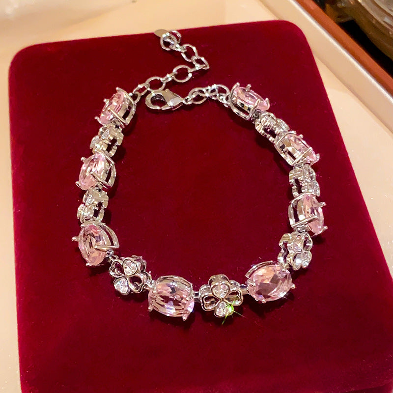 French Style Oval Zircon Bangle for Women - Sweet Luxury