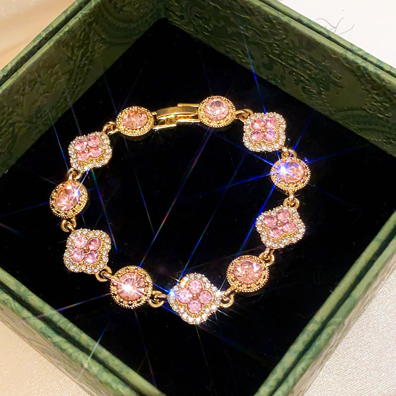 French Style Oval Zircon Bangle for Women - Sweet Luxury
