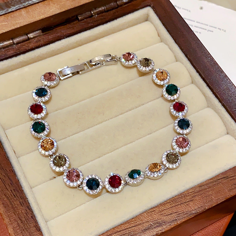 French Style Oval Zircon Bracelet - Chic Contemporary Jewelry