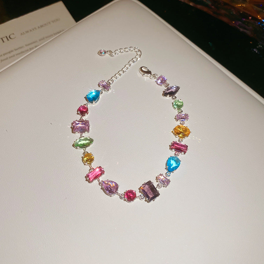 Korean Fashion Ins Diamond-shaped Zircon Bangle Bracelet