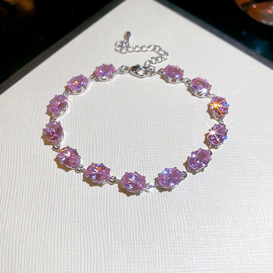 Korean Fashion Ins Diamond-shaped Zircon Bangle Bracelet