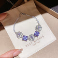 Frosted Blue Zirconia Bangle - Elegant Korean Style Bracelet