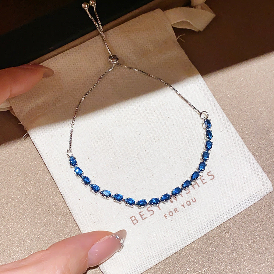 Frosted Blue Zircon Bracelet - Chic Luxury Hand Jewelry