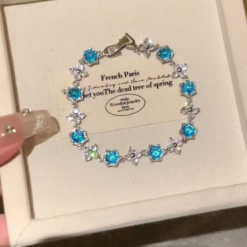 Frosted Blue Zircon Bracelet - Elegant Luxury Hand Jewelry