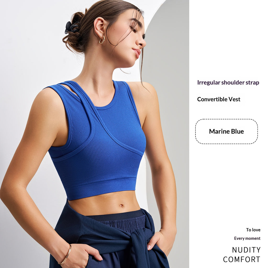 Integrated Sports Bra Tank Top for Women - Shockproof Yoga & Fitness