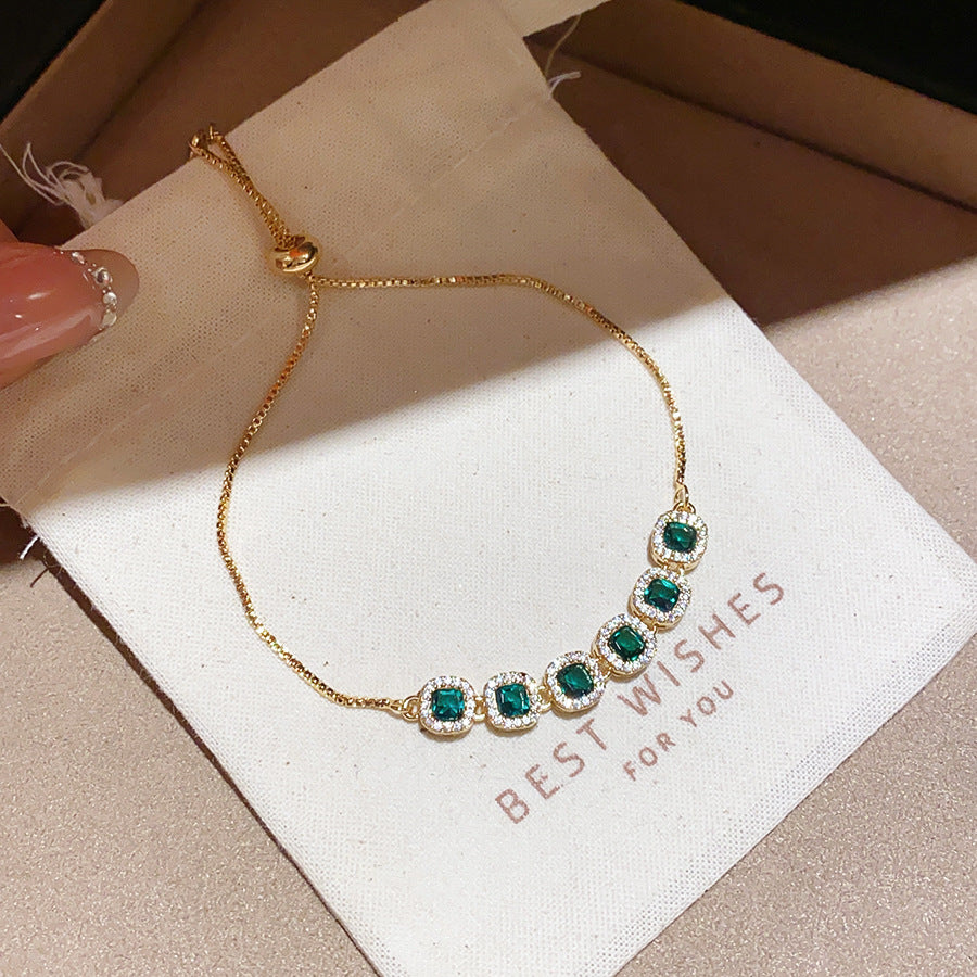 Ice Blue Zirconia Bangle - K-fashion Polished Finish Bracelet