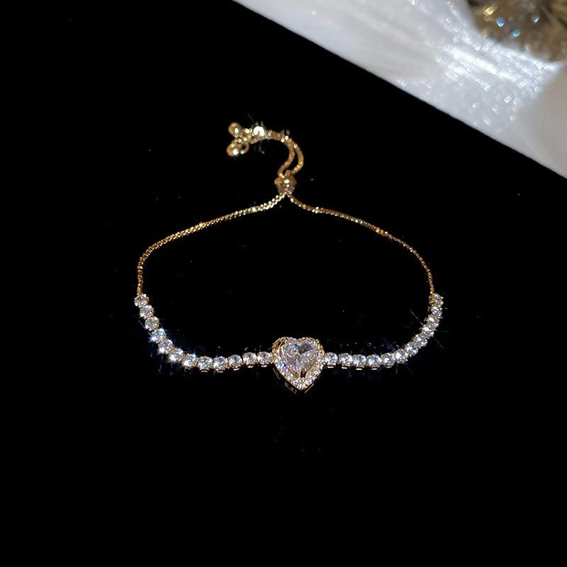 Chic Western Style Cubic Zirconia Love Heart Bracelet
