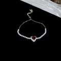 Western Style Zirconia Heart Bangle - Luxury Hand Jewelry