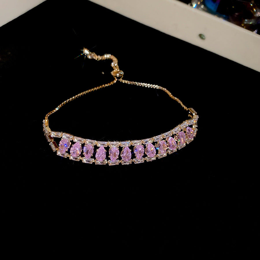 Geometric Round Zircon Drawstring Bracelet - Vintage Dainty Accessory