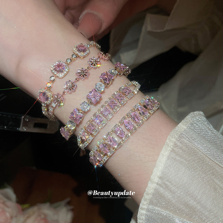Geometric Round Zircon Drawstring Bracelet - Vintage Dainty Accessory