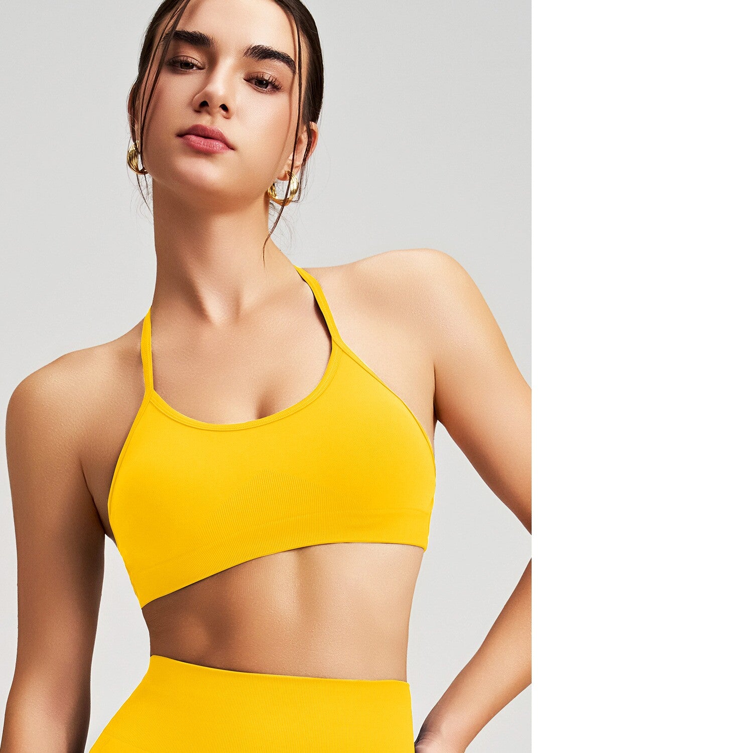 Women's Seamless Thin Strap Cross Back Yoga Outfit Set