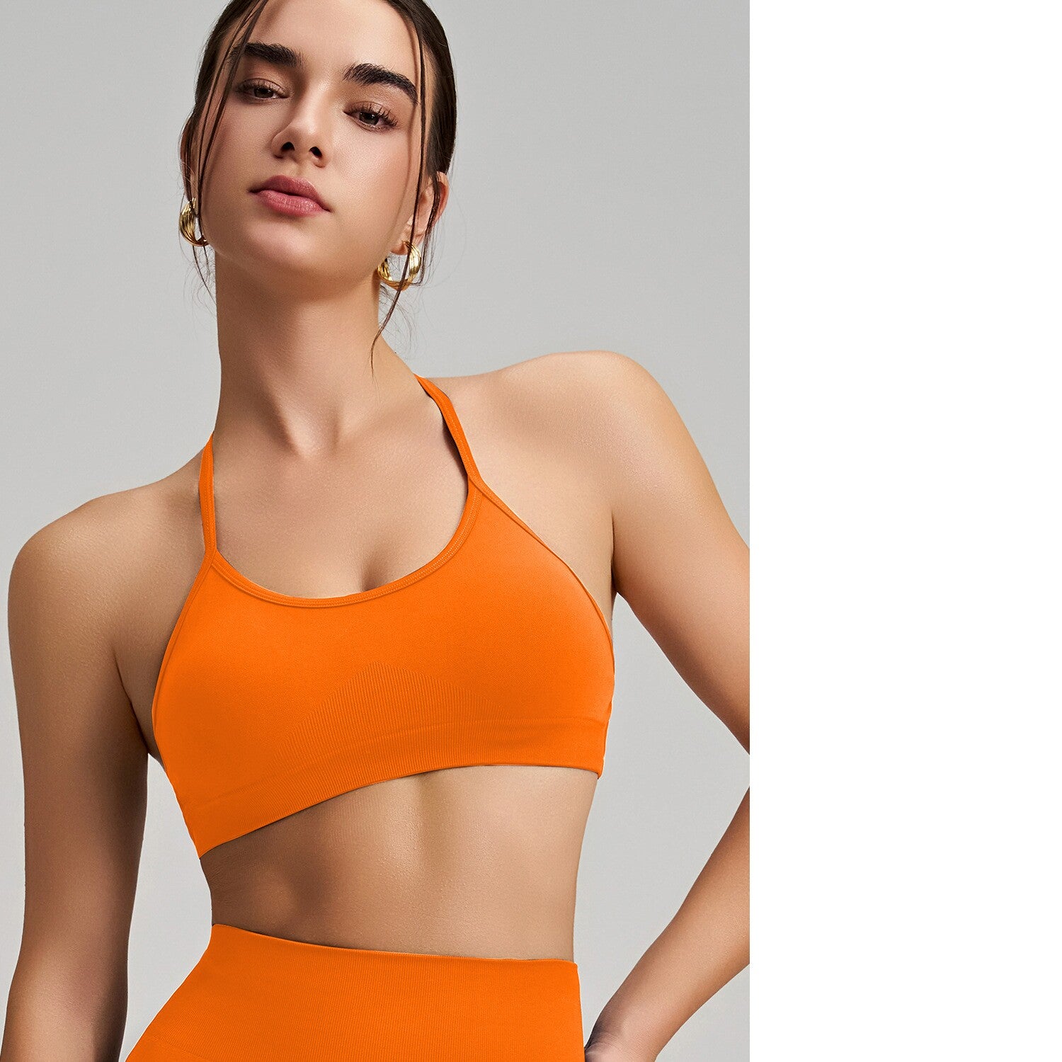 Women's Seamless Thin Strap Cross Back Yoga Outfit Set
