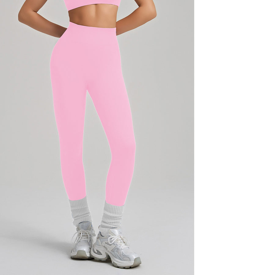 High-Elastic Seamless Knit Yoga Pants for Women - Peach