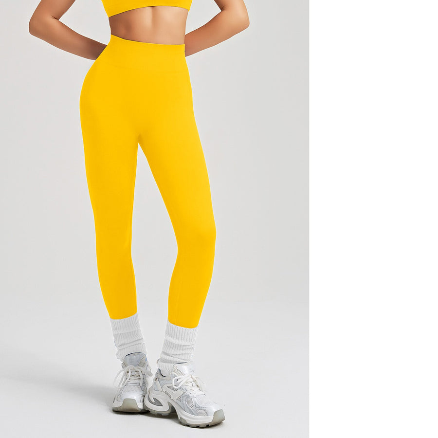 High-Elastic Seamless Knit Yoga Pants for Women - Peach