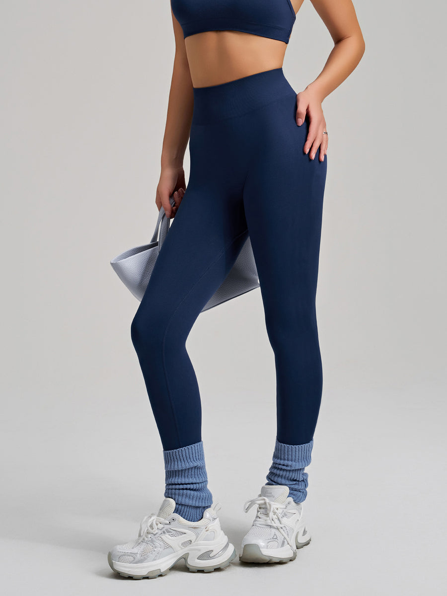 High-Elastic Seamless Knit Yoga Pants for Women - Peach