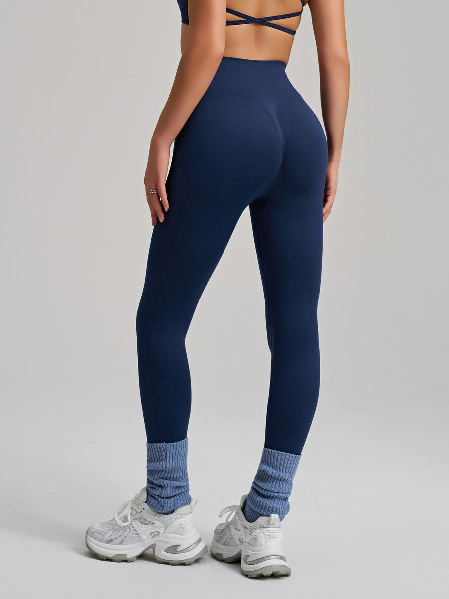 High-Elastic Seamless Knit Yoga Pants for Women - Peach