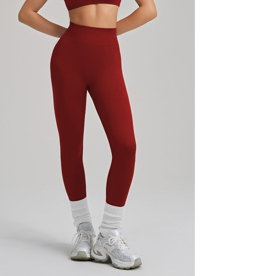 High-Elastic Seamless Knit Yoga Pants for Women - Peach