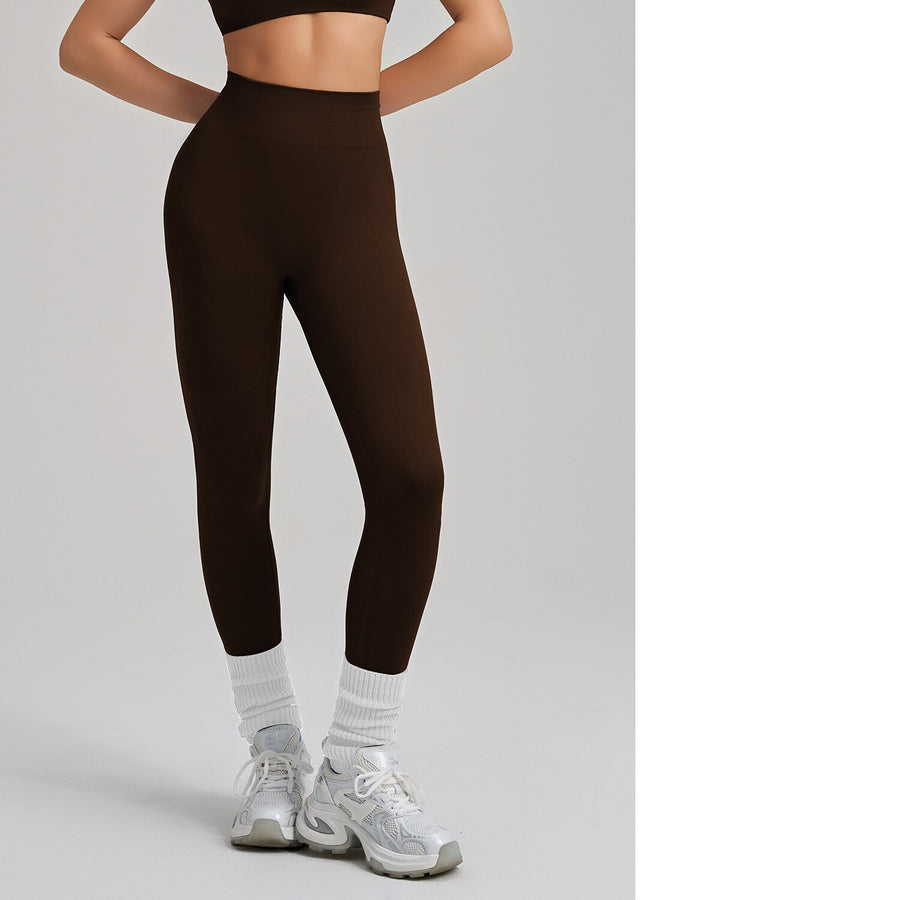 High-Elastic Seamless Knit Yoga Pants for Women - Peach