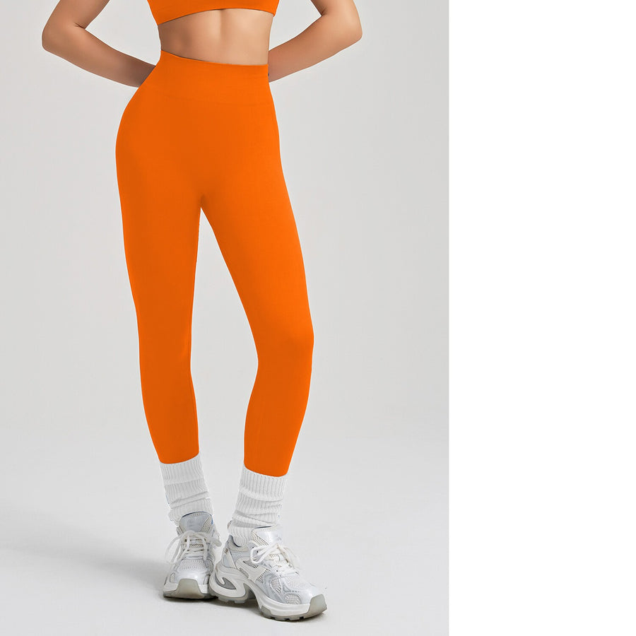 High-Elastic Seamless Knit Yoga Pants for Women - Peach
