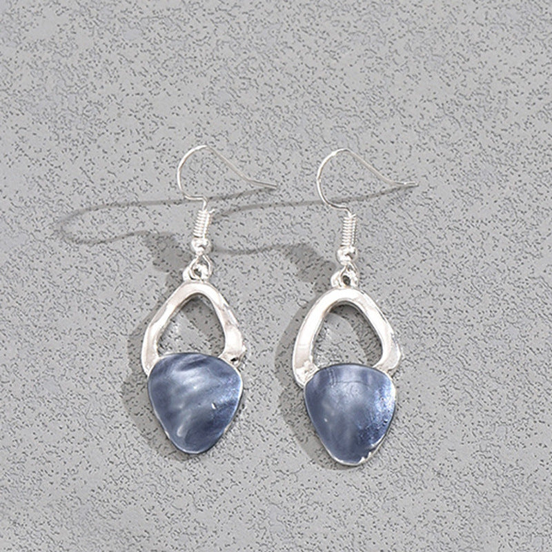 Elegant Round Enamel Drop Earrings & Clavicle Necklace Set