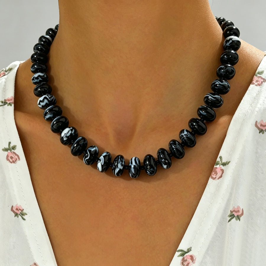 Geometric Dopamine Color Handmade Beaded Necklace for Women