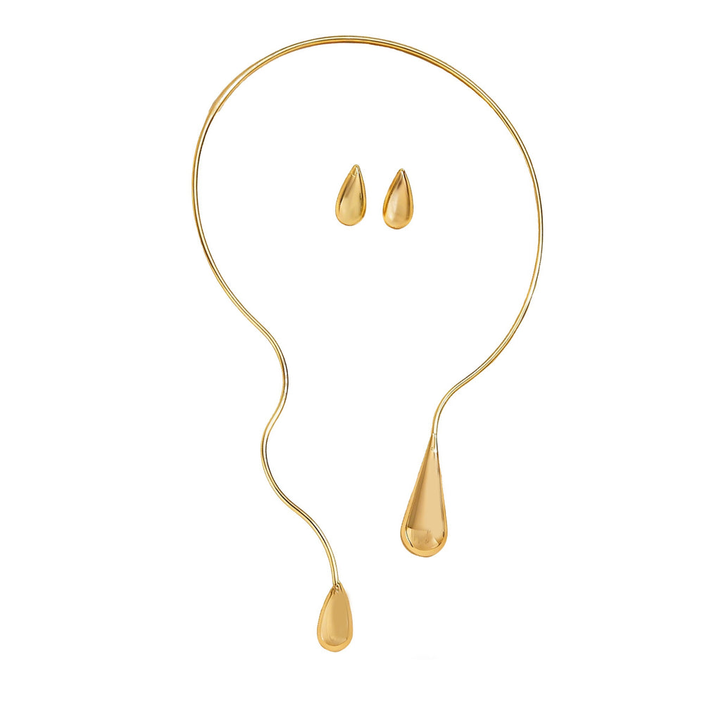 Elegant Cross-Border Jewelry Set: Teardrop Necklace & Earrings