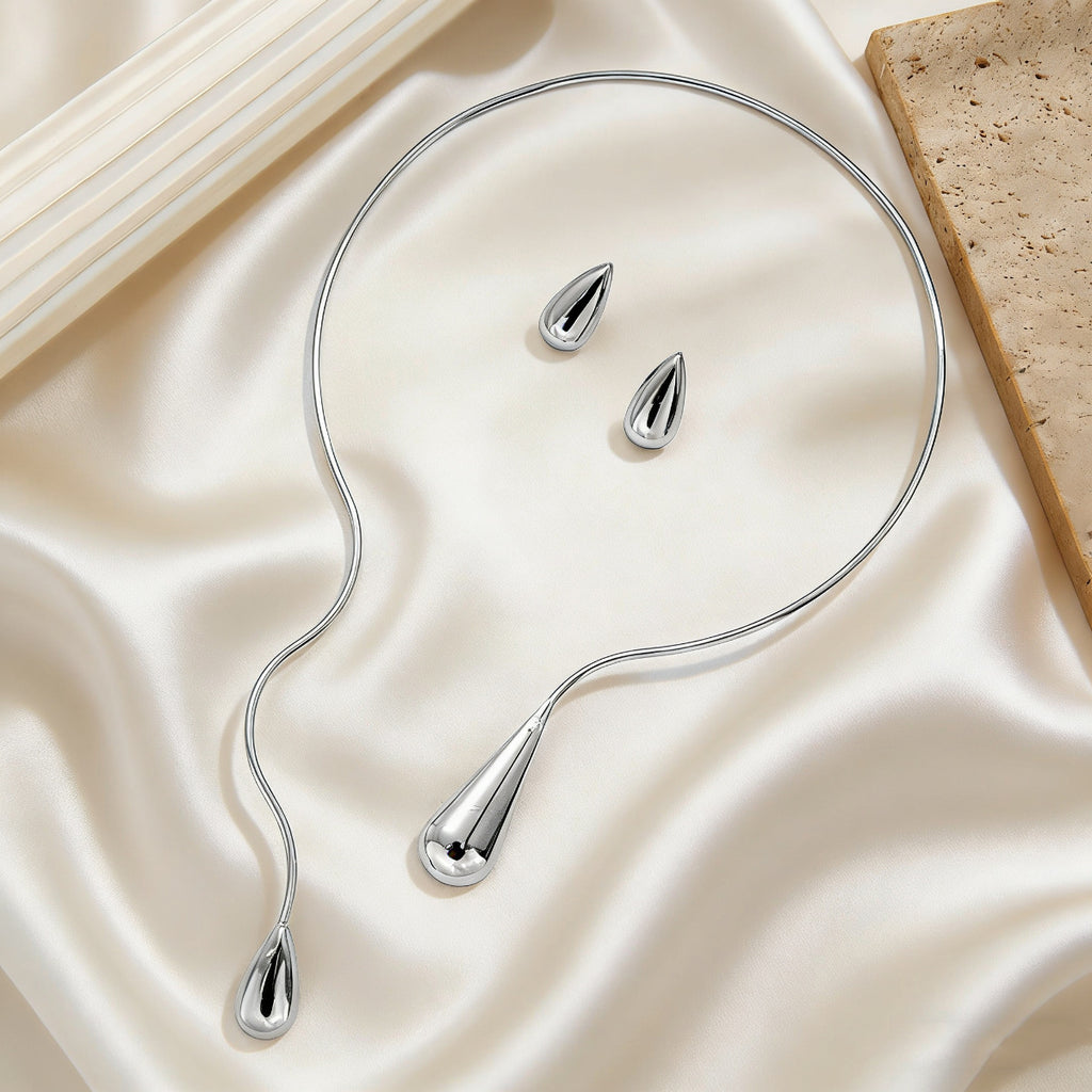 Elegant Cross-Border Jewelry Set: Teardrop Necklace & Earrings