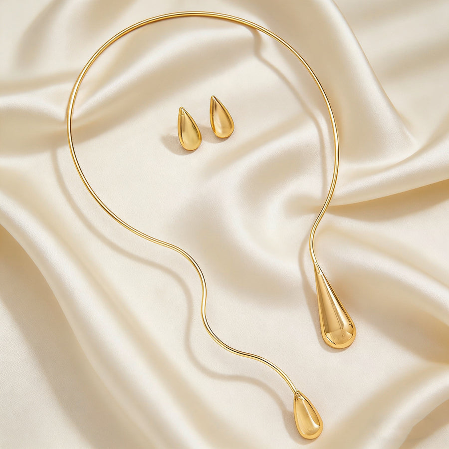 Elegant Cross-Border Jewelry Set: Teardrop Necklace & Earrings
