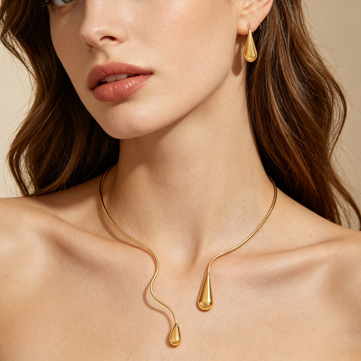 Elegant Cross-Border Jewelry Set: Teardrop Necklace & Earrings
