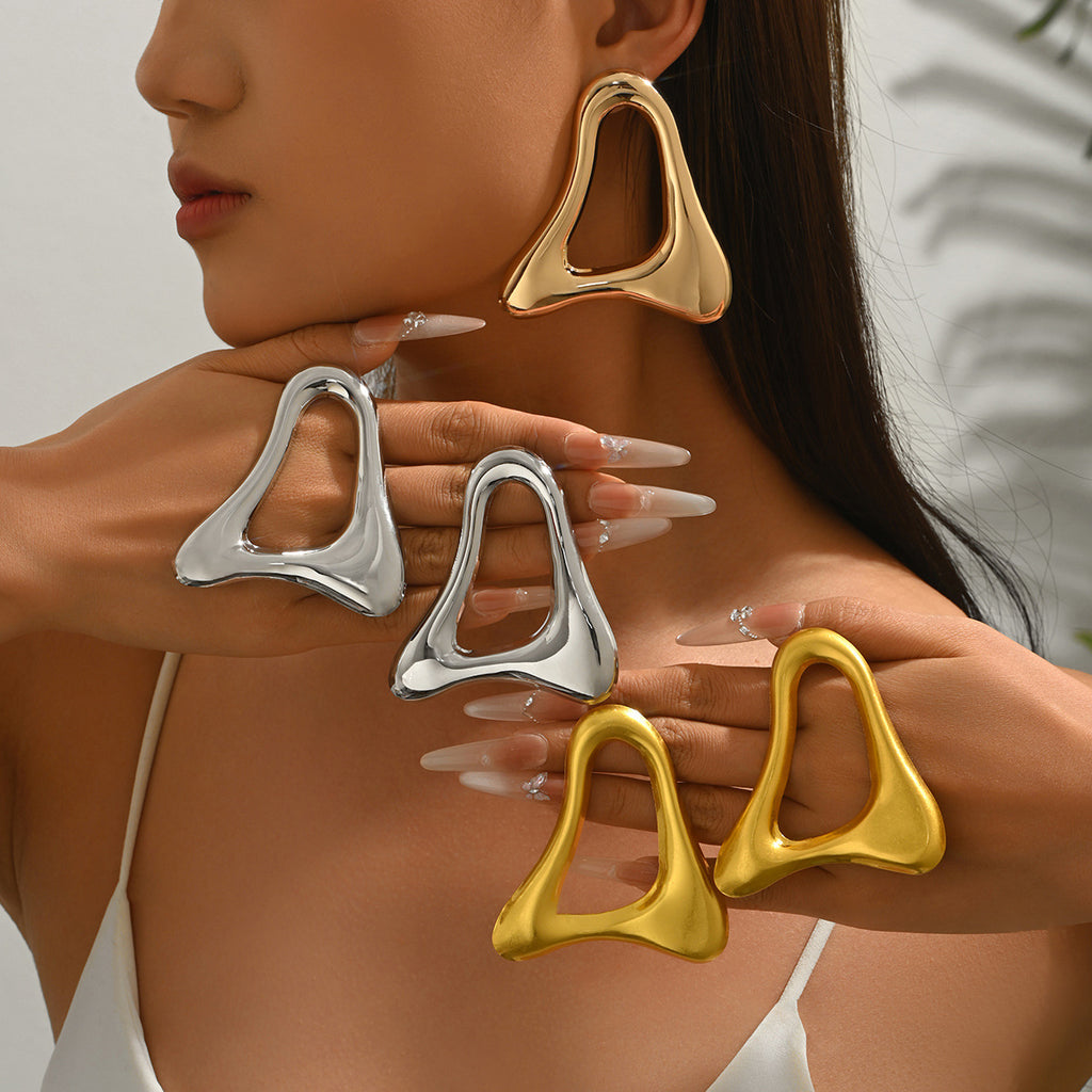 Elegant Geometric Hollow Triangle Earrings for Women