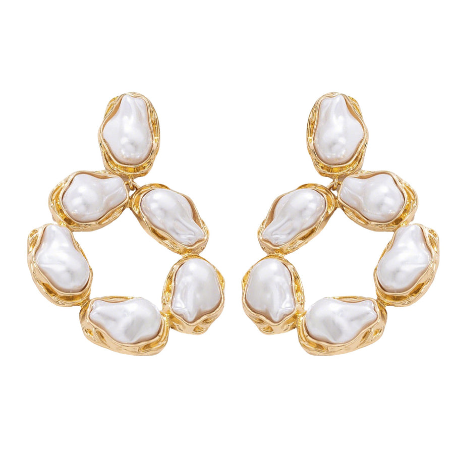 Elegant Baroque Pearl Stud Earrings for Women | Hoop Earrings