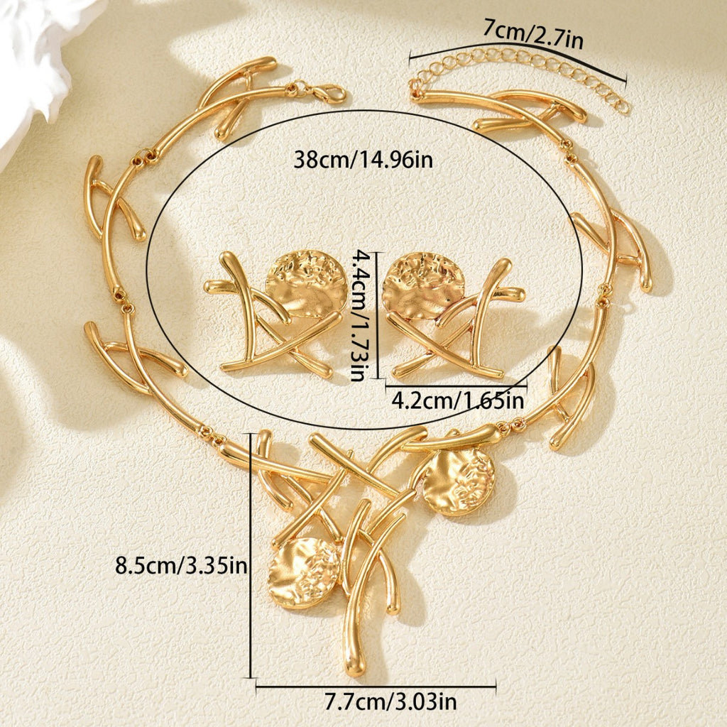 Stylish European Jewelry Set - Geometric Metal Accessories