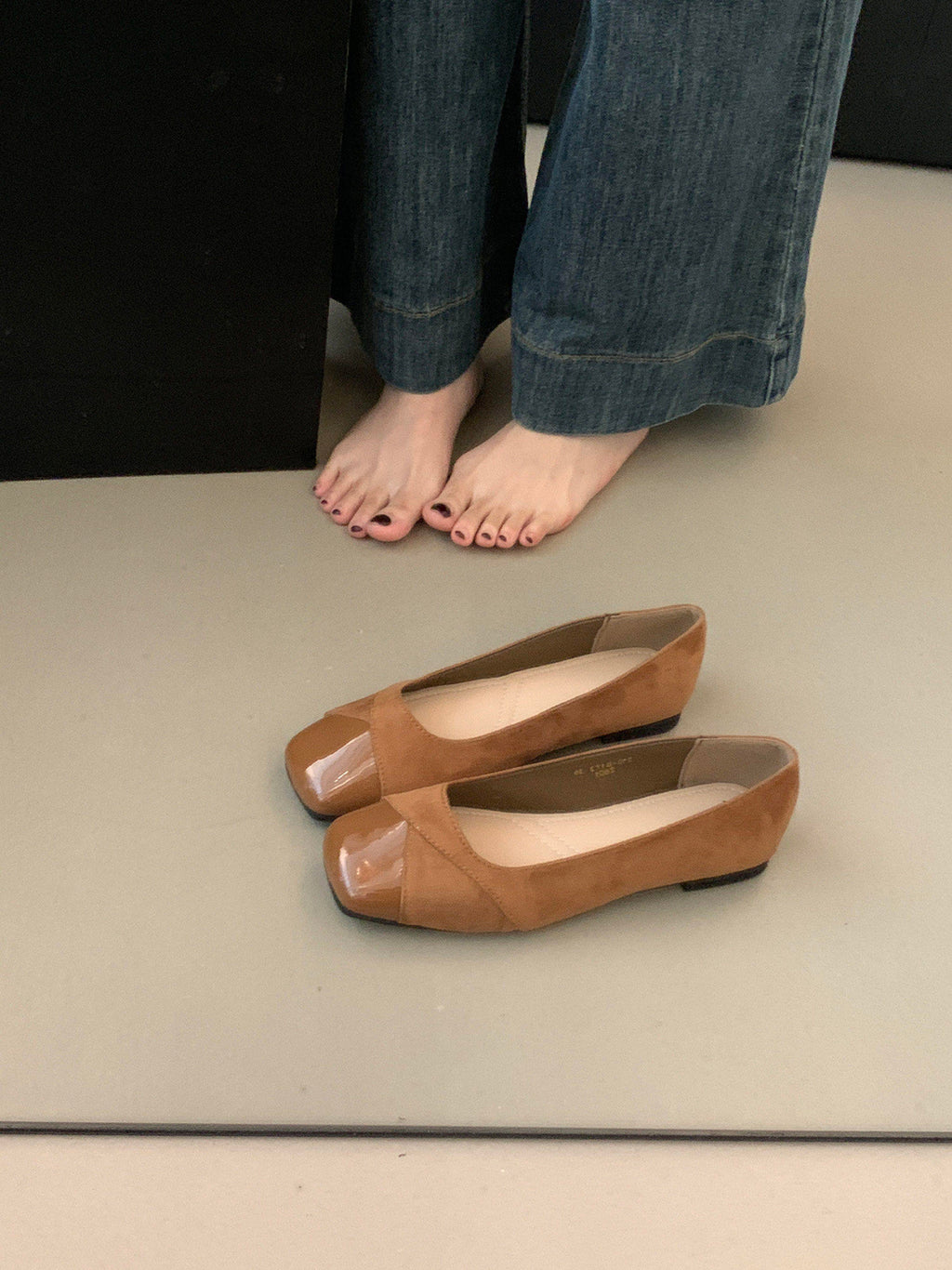 Women's Stylish Square Toe Flats with Chunky Heel