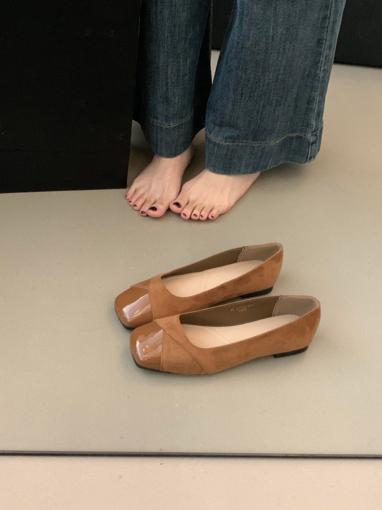 Women's Stylish Square Toe Flats with Chunky Heel