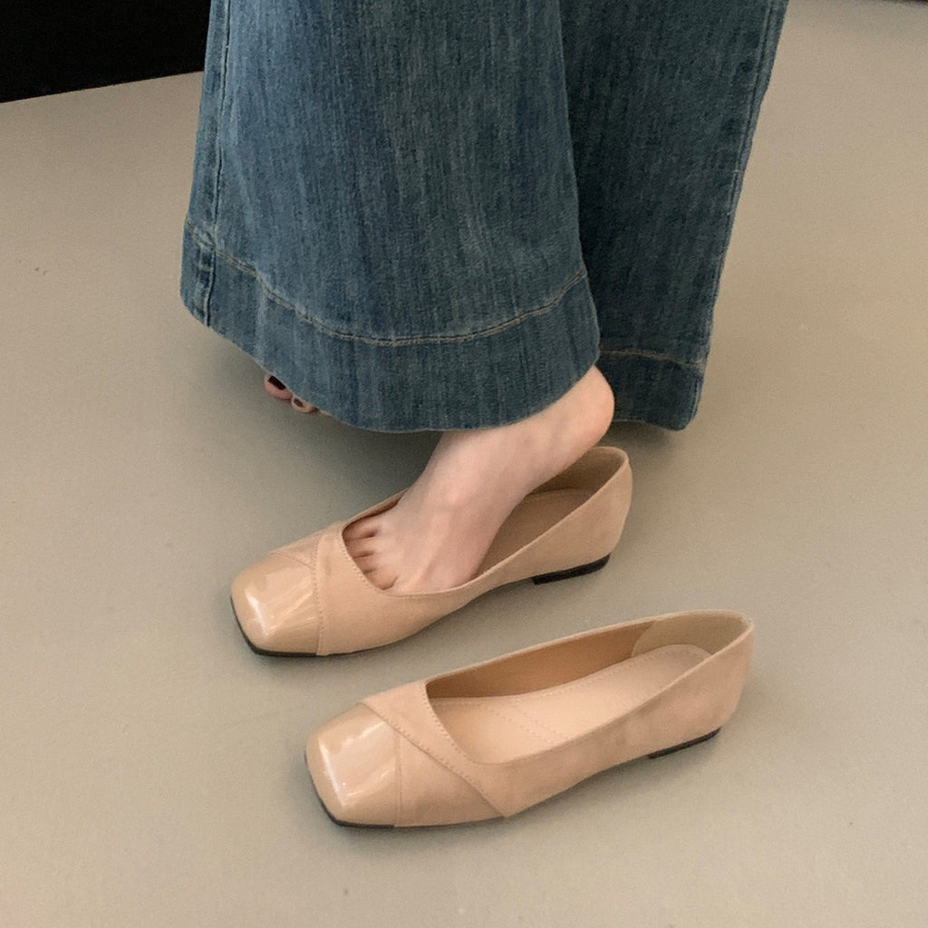 Women's Stylish Square Toe Flats with Chunky Heel