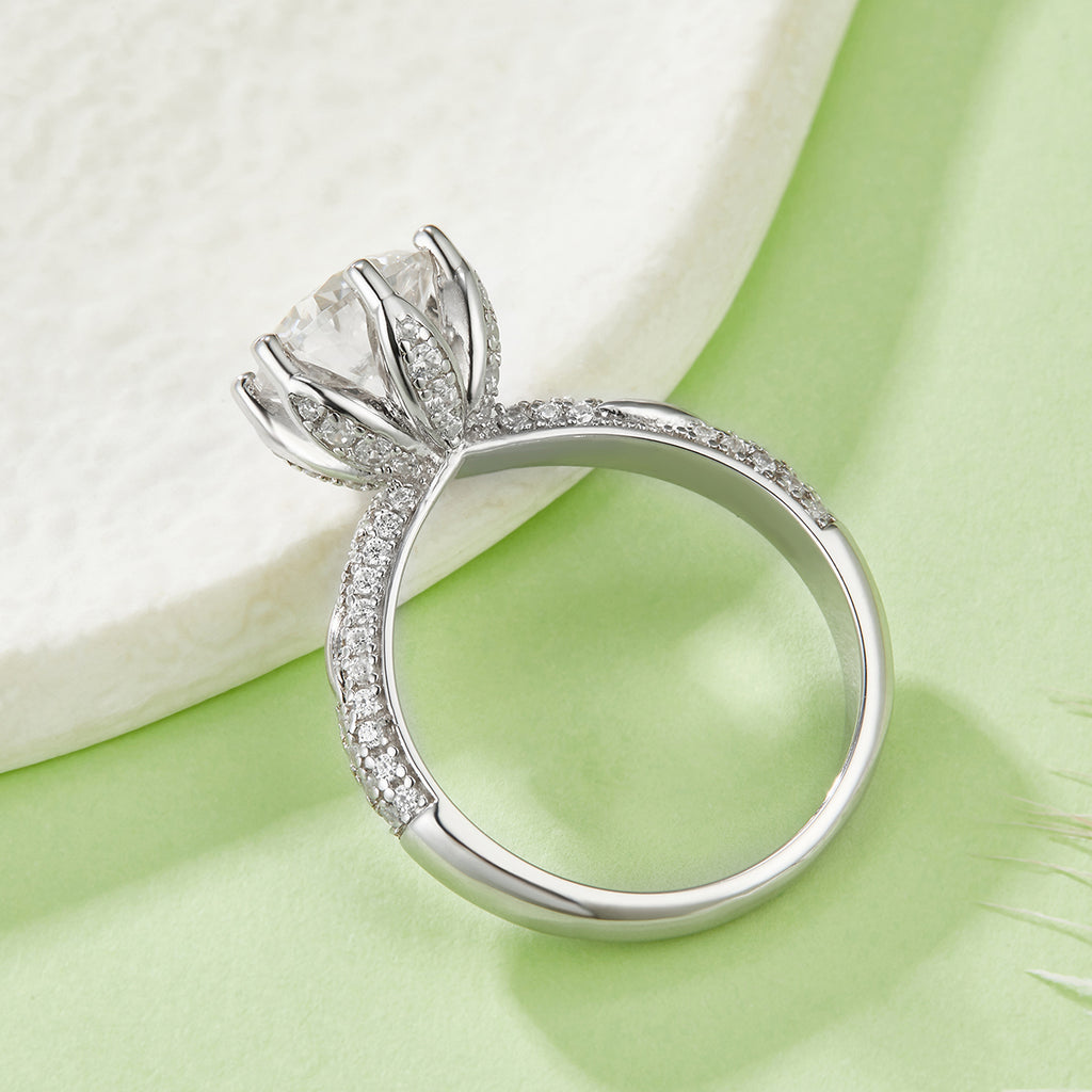 S925 Sterling Silver 2ct Round Moissanite Promise Ring