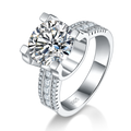 S925 Sterling Silver 5ct Moissanite Ring - Elegant Wide Band