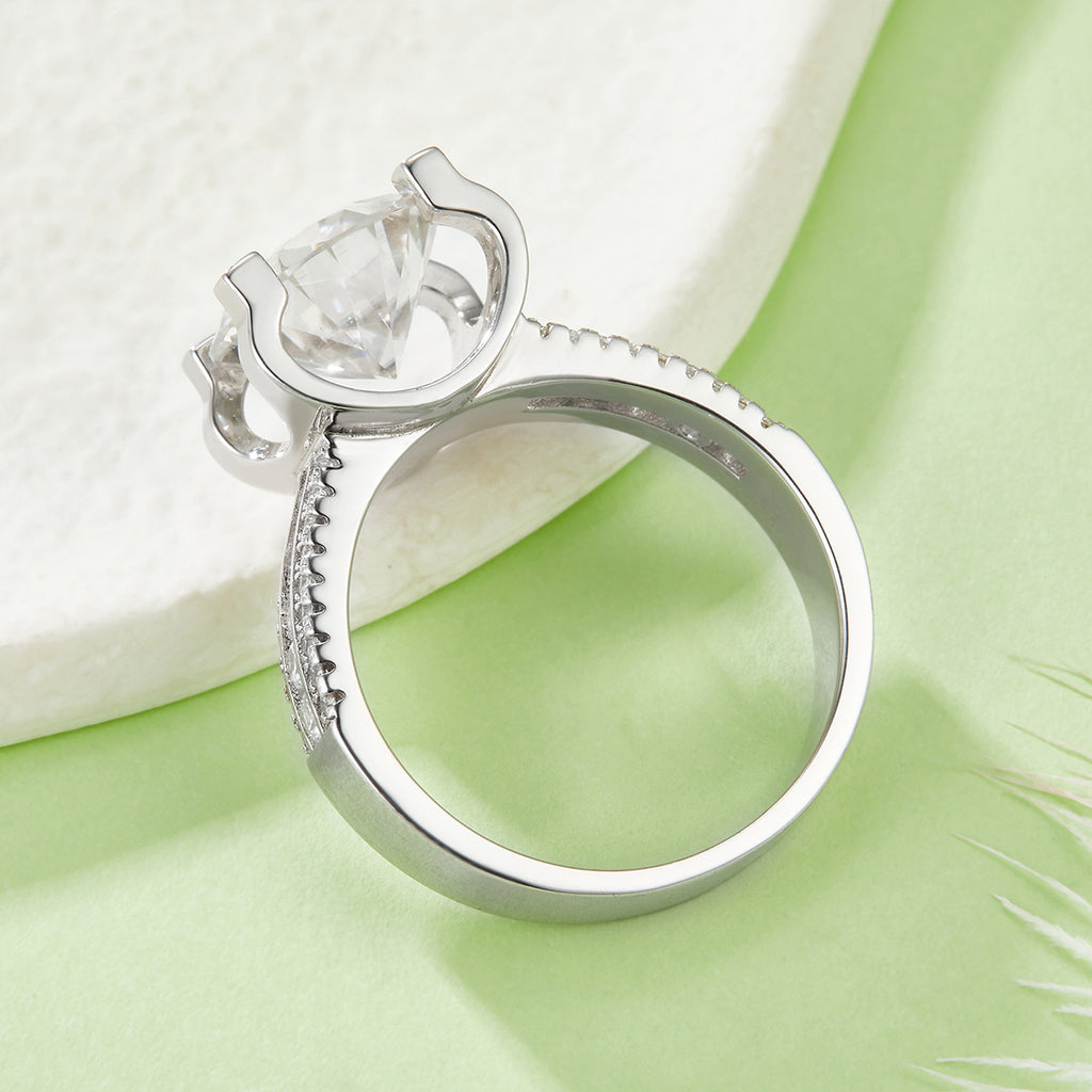 S925 Sterling Silver 5ct Moissanite Ring - Elegant Wide Band