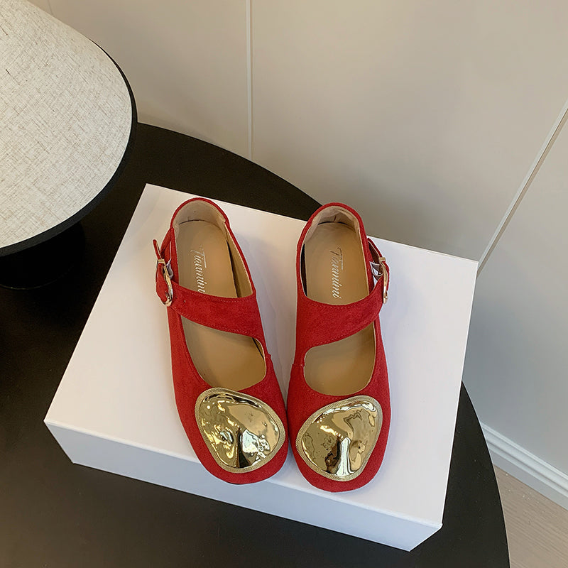 2026 Summer Women's Retro Flat Low-Cut Flats with Buckle