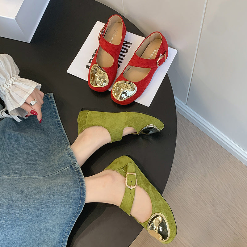 2026 Summer Women's Retro Flat Low-Cut Flats with Buckle