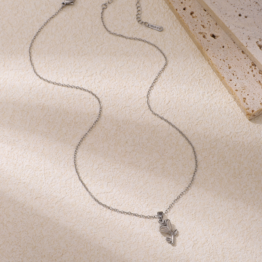 Stainless Steel Rose-shaped Pendant Necklace for Elegant Style
