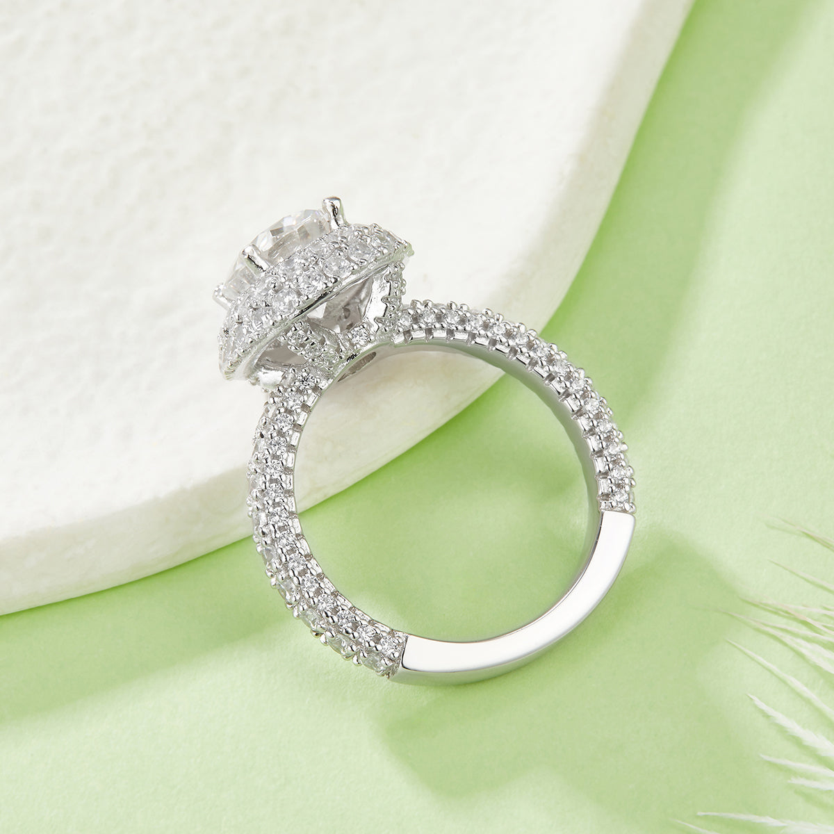 S925 Sterling Silver 2ct Oval Moissanite Ring with Gift Box