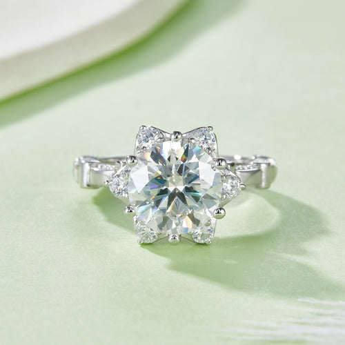 S925 Sterling Silver Moissanite Ring - D-VVS1 Star Halo