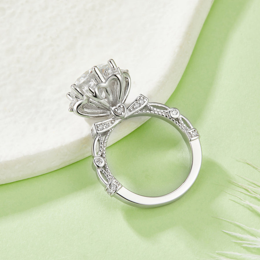 S925 Sterling Silver Moissanite Ring - D-VVS1 Star Halo