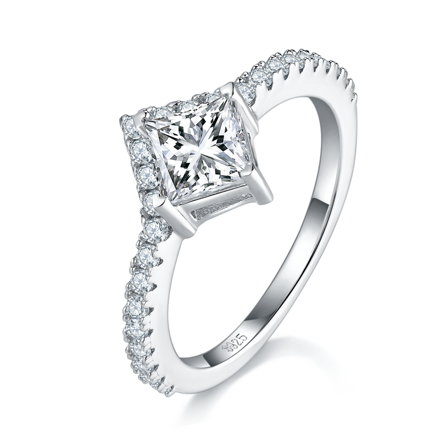 Princess Cut Moissanite Engagement Ring Set S925 Silver
