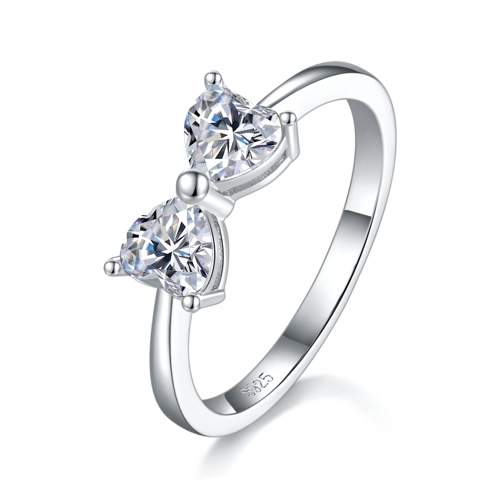 Heart Bow Tie Moissanite Promise Ring - D Color VVS1