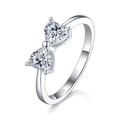 Heart Bow Tie Moissanite Promise Ring - D Color VVS1