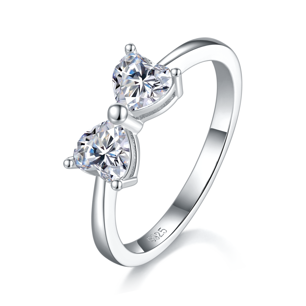 Heart Bow Tie Moissanite Promise Ring - D Color VVS1