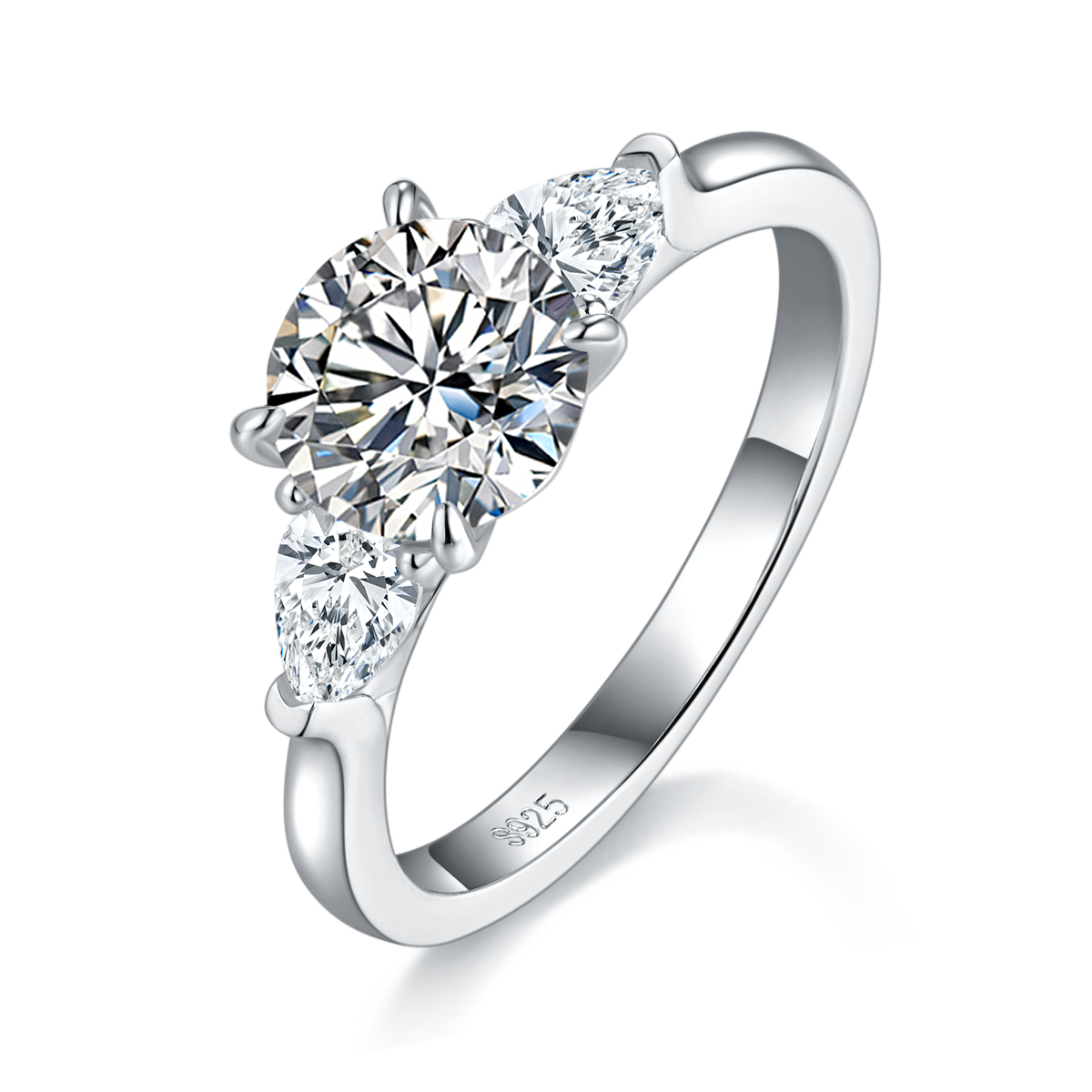 Stunning 2 Carat Round Moissanite Engagement Ring in S925 Silver